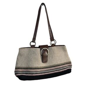 Elegant Brown and Cream Women's Crochet Summer Purse Bag